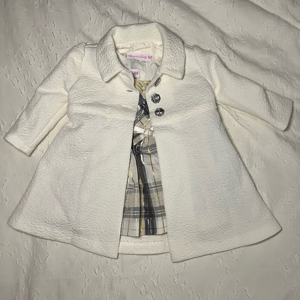 Bonnie Jean Baby Christmas/Holiday/NYE Dress with matching white jacket